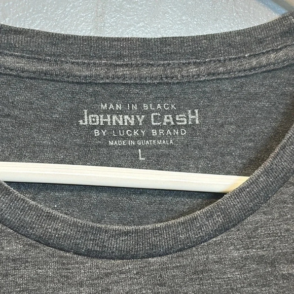 Lucky Brand Johnny Cash Man In Black S/S T-Shirt Gray LG “CASH” - Picture 2 of 5